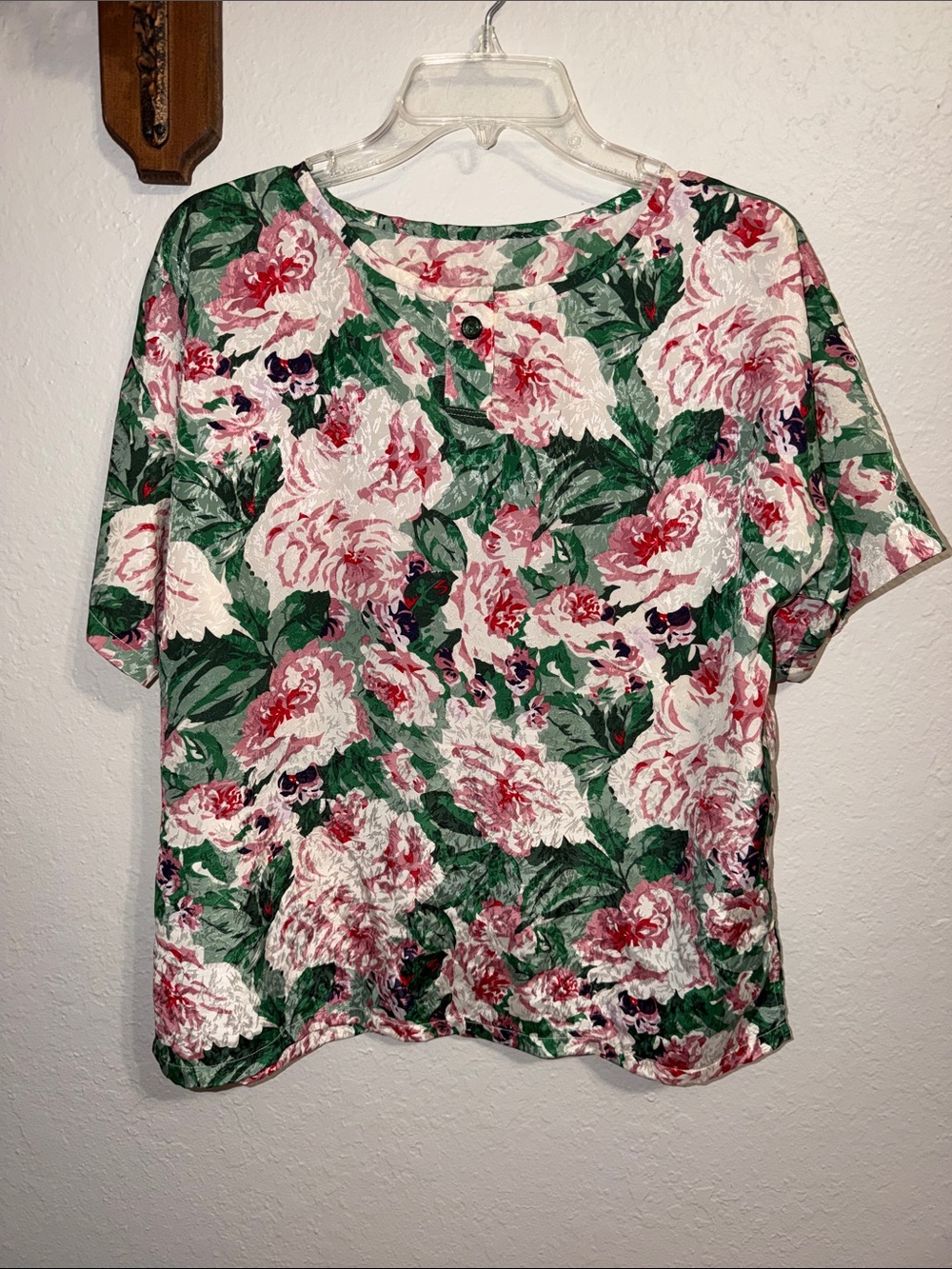 Vintage Granny Rose Garden silky blouse shirt top cottagecore